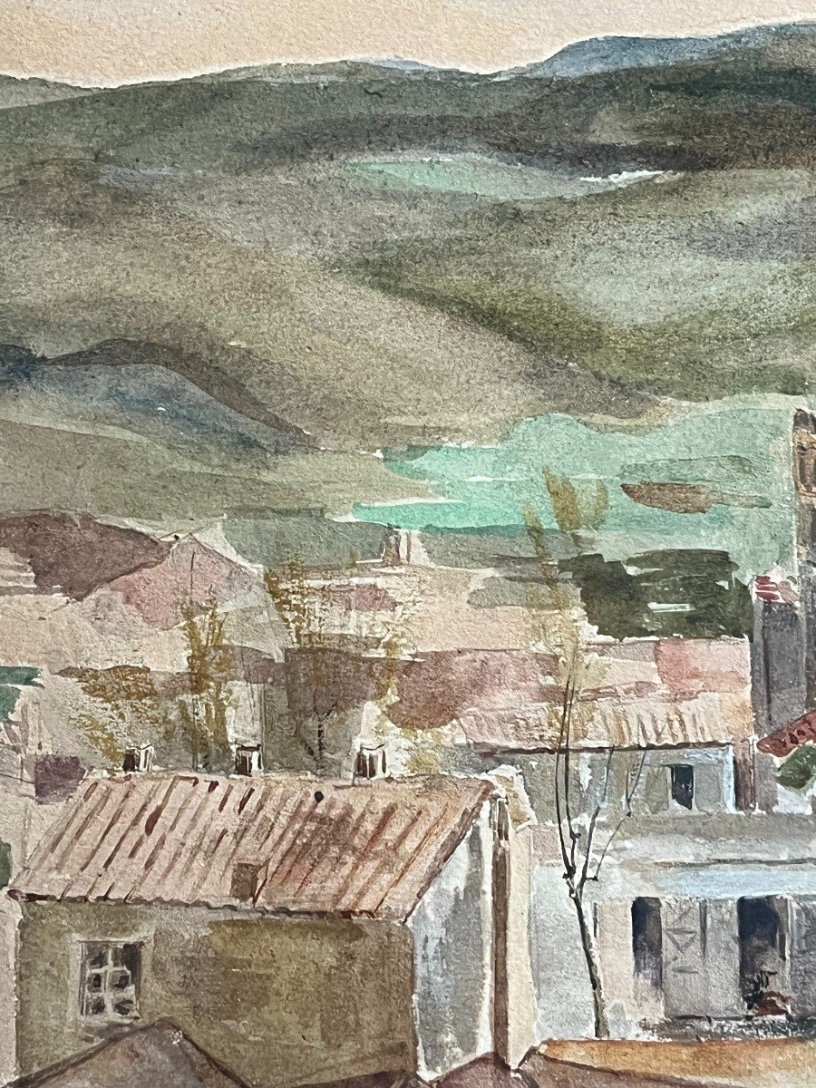 Léopold Stevens (1866-1935) - Algérie Tlemcen Paysage Aquarelle De 1883 Signée Et Encadrée-photo-2