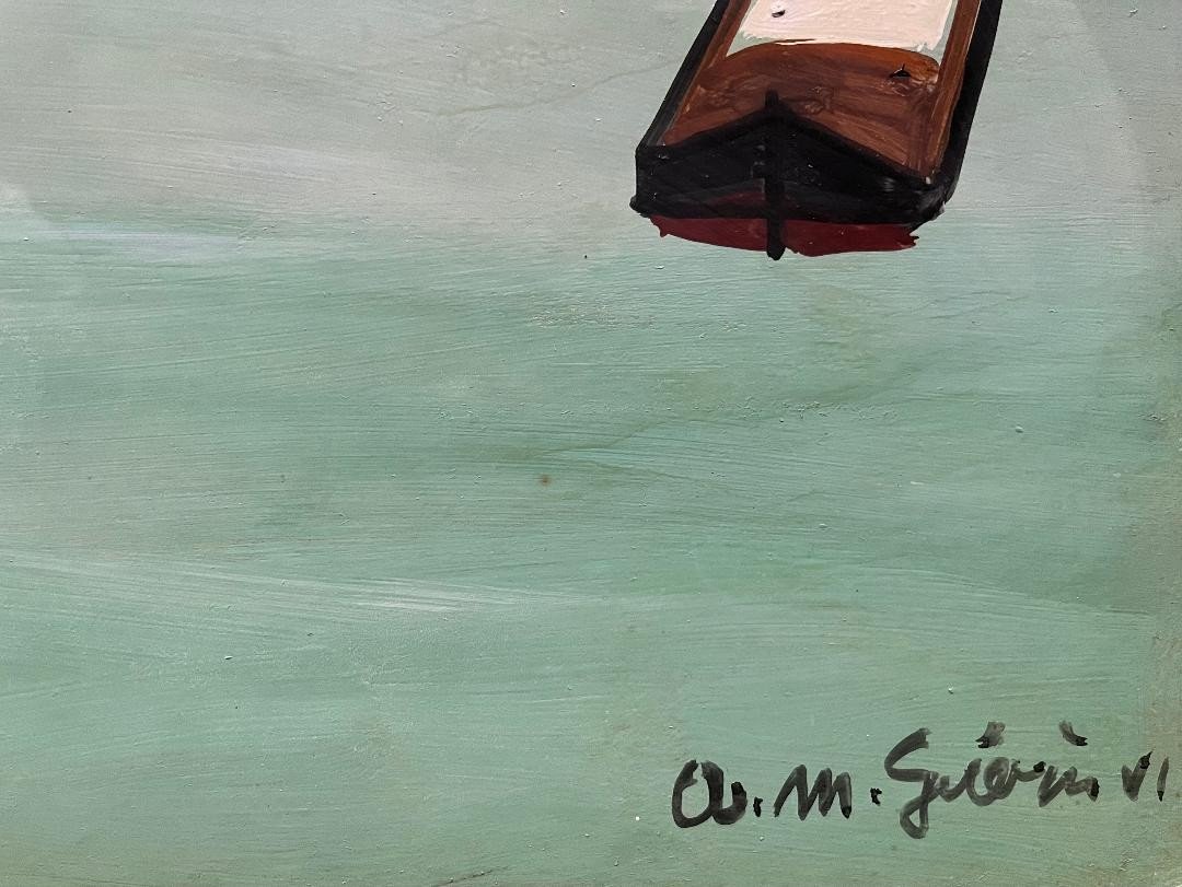 Tableau art Naif Paris  Notre Dame peinture naïve signée Armand Marie Guérin ( 1913-1983) -photo-3