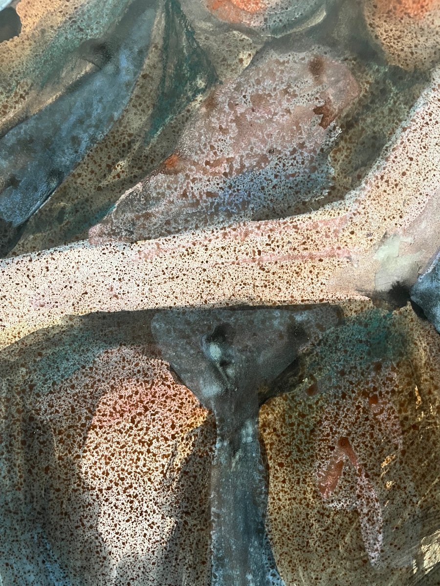 Aquarelle portrait de Femme Nue Onirisme Peinture Signée Jacques Boeri Datée  1975-photo-3