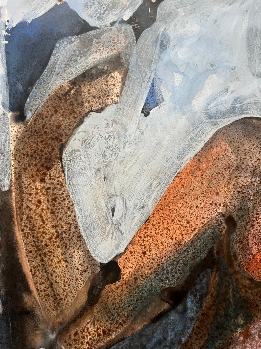 Aquarelle portrait de Femme Nue Onirisme Peinture Signée Jacques Boeri Datée  1975-photo-4