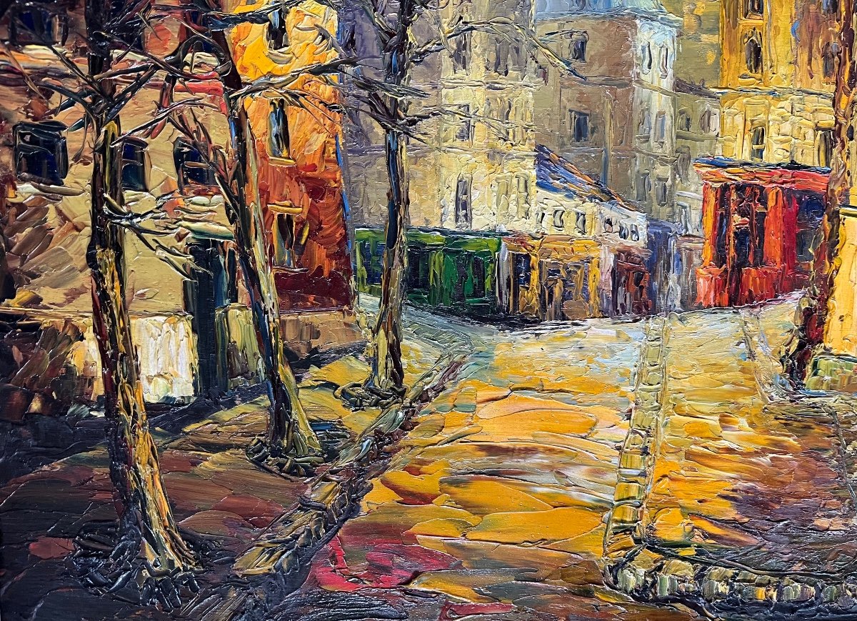 Painting View Of Paris Ménilmontant Expressionist Painting Signed Léon Schwartz Abrys-photo-6