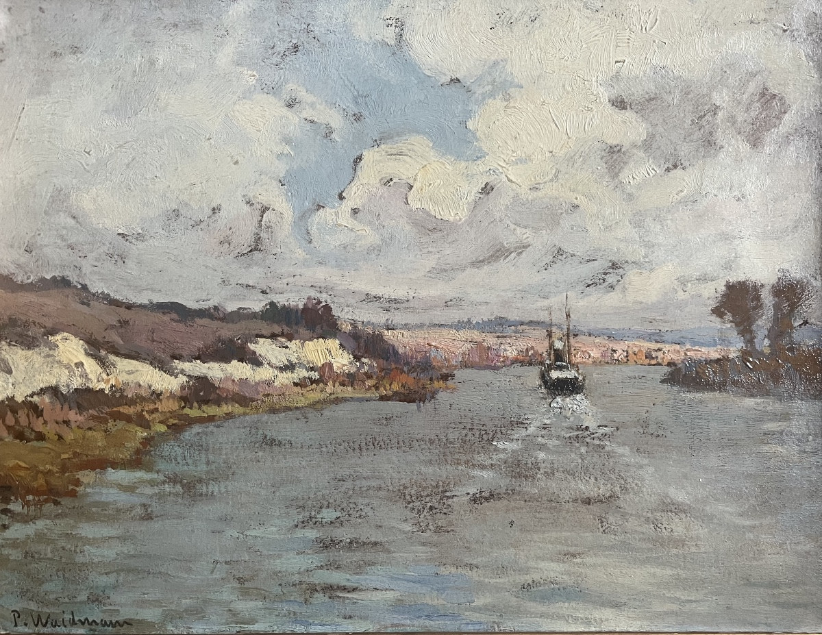 Tableau Art Lorrain Remiremont Vosges Peinture La Seine Conflans Signée Pierre Waidmann