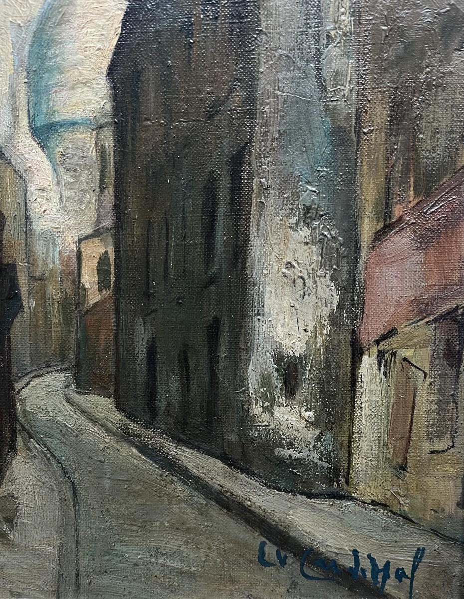 Old Painting Paris Montmartre Painting Signed Emile Valentin Cardinal (1883-1958)-photo-4