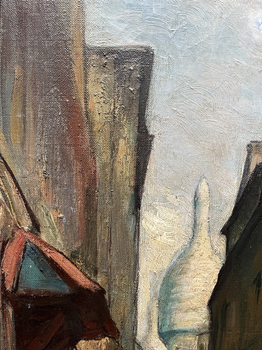 Old Painting Paris Montmartre Painting Signed Emile Valentin Cardinal (1883-1958)-photo-1