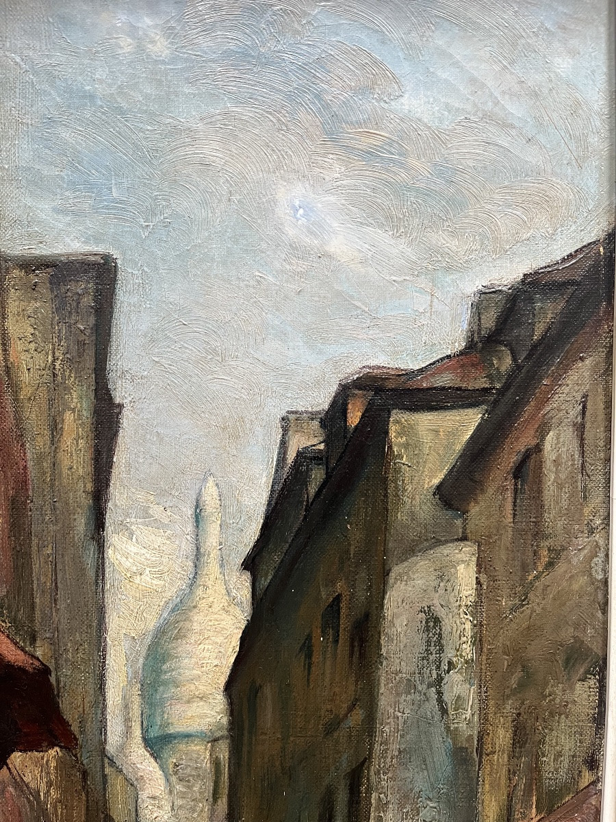 Old Painting Paris Montmartre Painting Signed Emile Valentin Cardinal (1883-1958)-photo-3