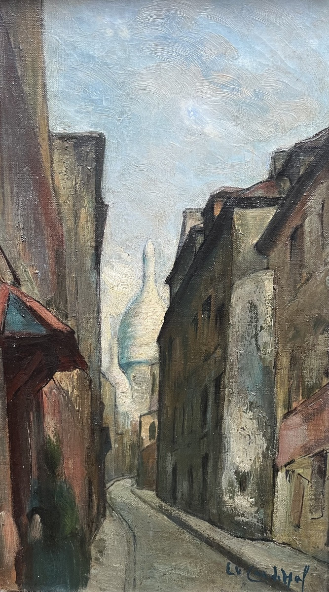 Old Painting Paris Montmartre Painting Signed Emile Valentin Cardinal (1883-1958)-photo-5