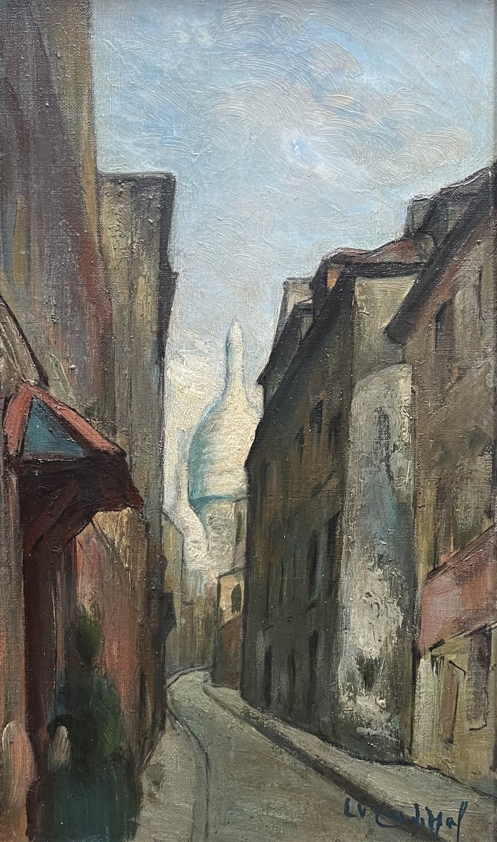 Old Painting Paris Montmartre Painting Signed Emile Valentin Cardinal (1883-1958)