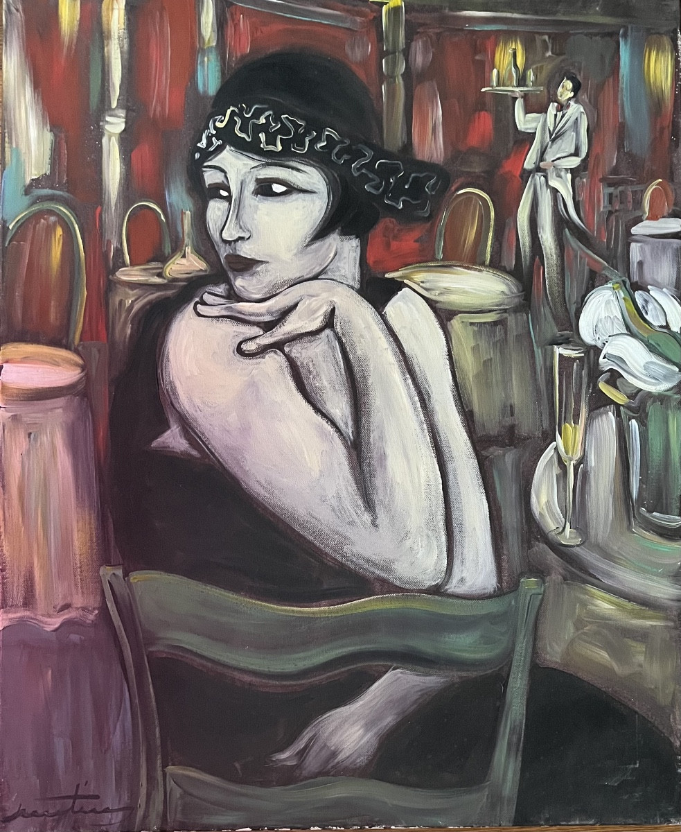Tableau Kiki de Montparnasse années folles peinture signée Philippe Martinery