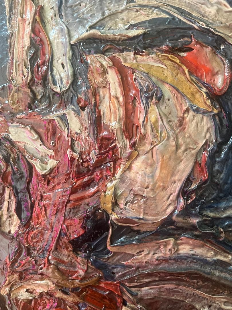 Tableau  abstrait école de Lyon  proche Cottavoz Fusaro  peinture signée Claude Jouhanneau-photo-3