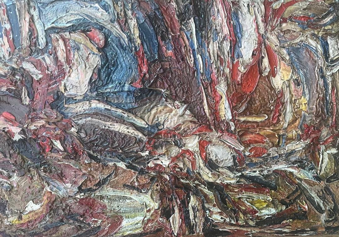 Tableau  abstrait école de Lyon  proche Cottavoz Fusaro  peinture signée Claude Jouhanneau-photo-3