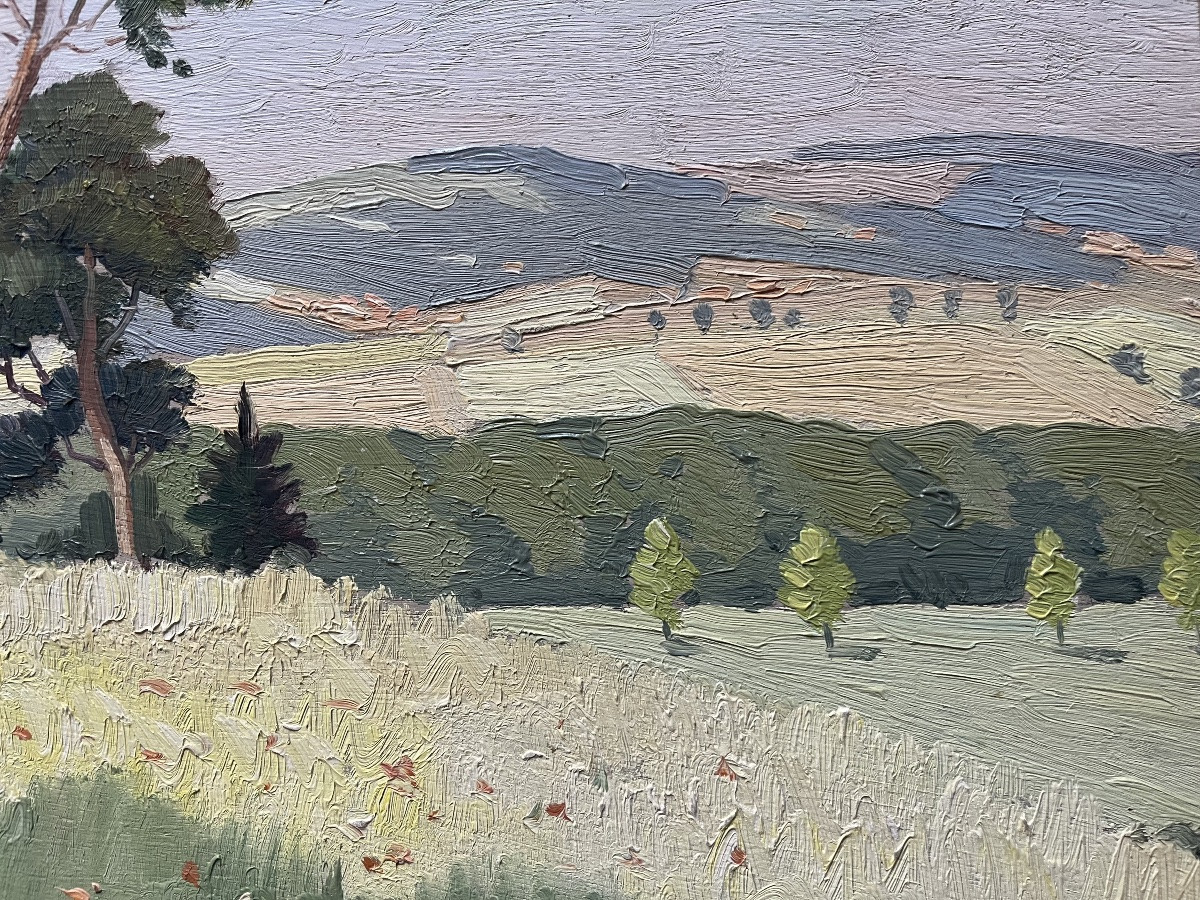 Provence Reims Landscape Painting Signed Edmond Chauvet 1903-1968-photo-3