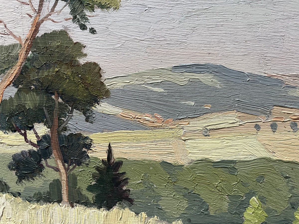 Provence Reims Landscape Painting Signed Edmond Chauvet 1903-1968-photo-6