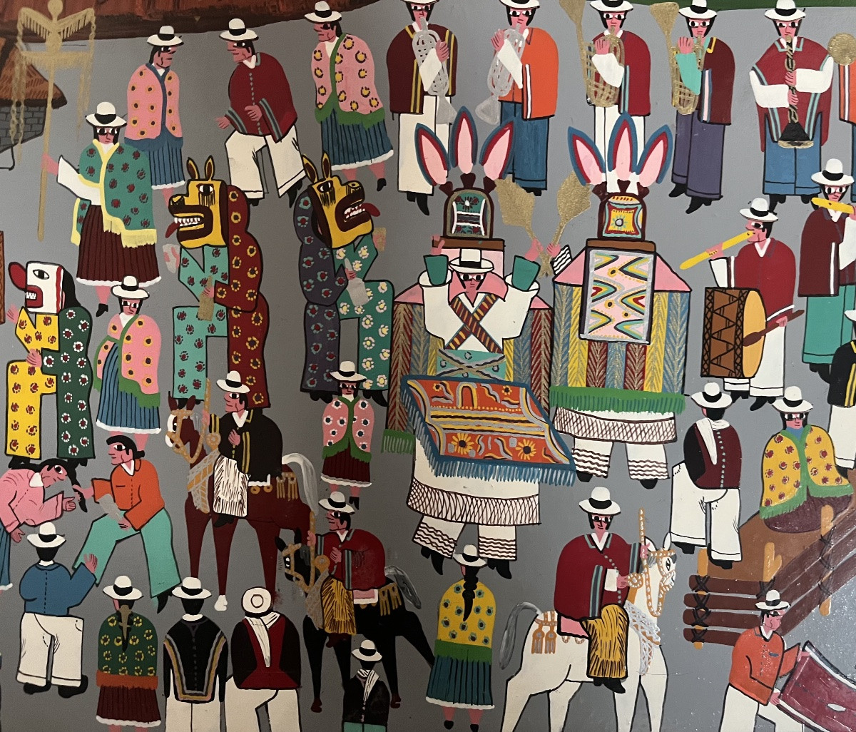 Tableau art naïf Amérique du Sud peinture naïve représentant une fête au Pérou.-photo-4