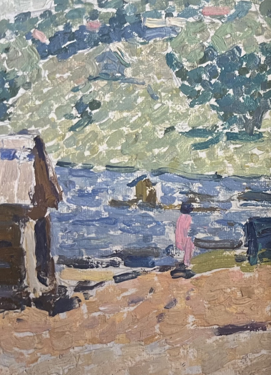 Antique Pointillist Painting Following Luce Marine Painting Monogram To Decipher -photo-1