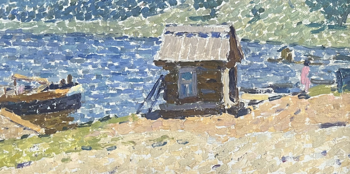 Antique Pointillist Painting Following Luce Marine Painting Monogram To Decipher -photo-6
