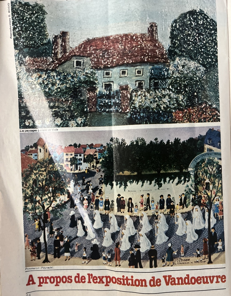 Tableau art naïf Lorrain  La communion au pensionnat peinture signée Geneviève Peyrade-photo-4