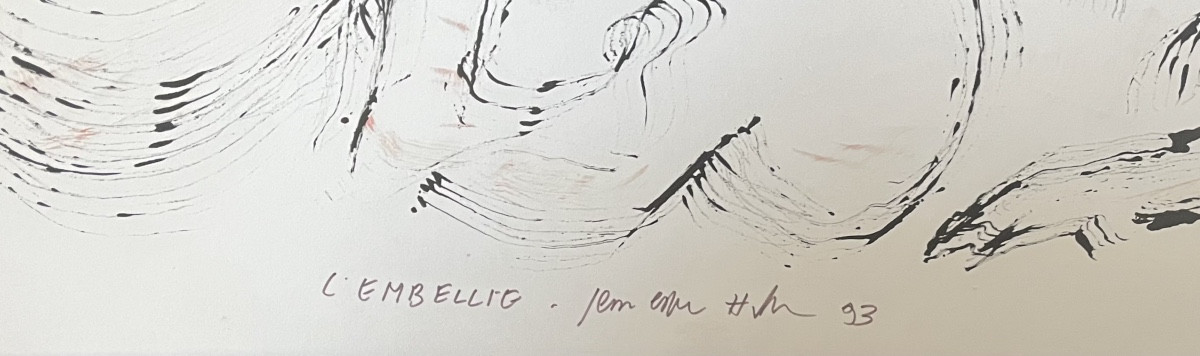 Tableau  quatre femmes nues en mouvement  grande encre signée Jen Edern Hallier ( 1936-1997)-photo-3