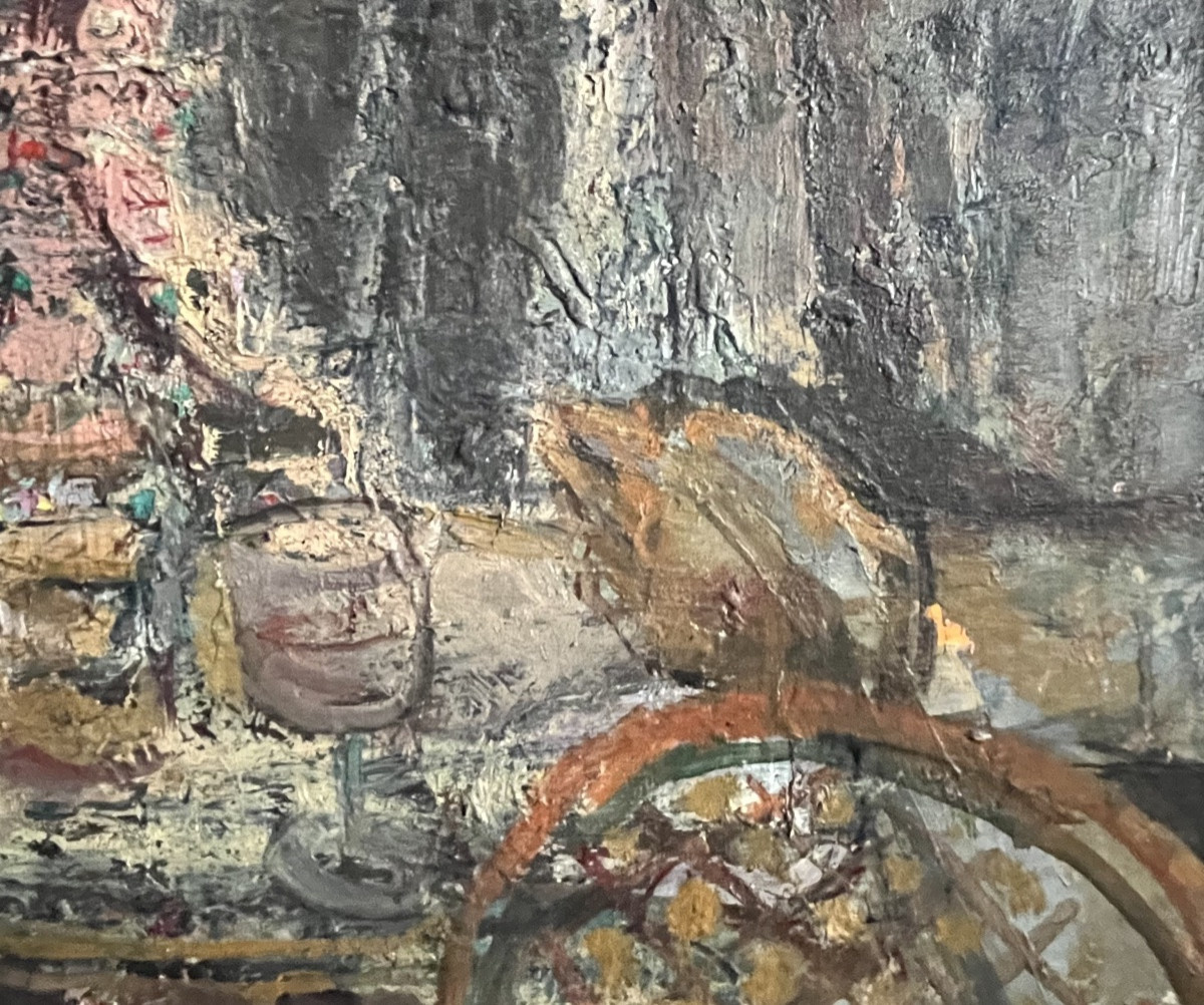 Expressionist Painting, Lyon School, Café Scene, Bar Painting By René Hamiot-photo-3