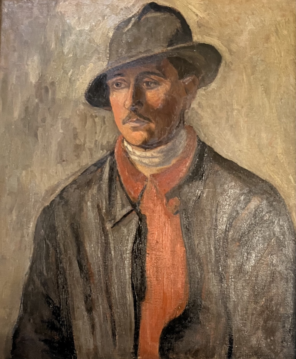 Painting Portrait Of A Man With A Hat From The 1970s, Signed Painting To Be Deciphered