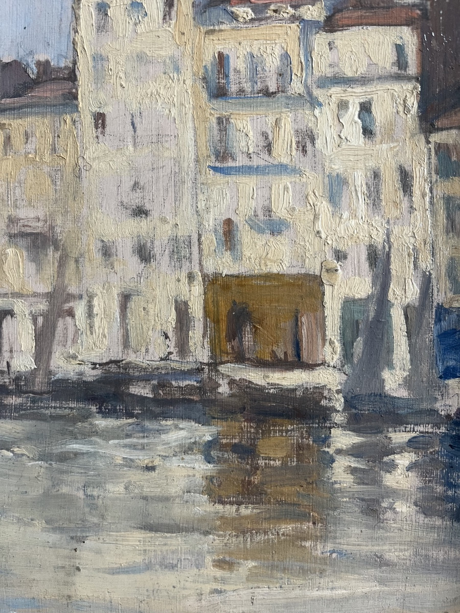 Tableau impressionniste marine du sud de la France signée  Émilie Desjeux ( 1861-1957 )-photo-2