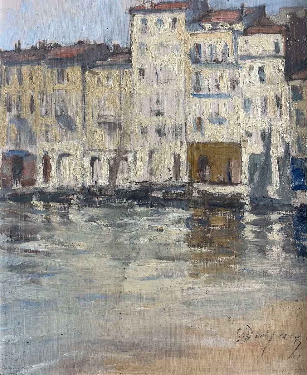 Tableau impressionniste marine du sud de la France signée  Émilie Desjeux ( 1861-1957 )