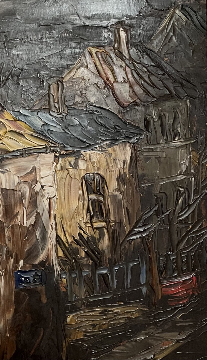 Painting Of A View Of Paris At Night, Ménilmontant. Expressionist Painting Signed Léon Schwartz Abrys.-photo-1