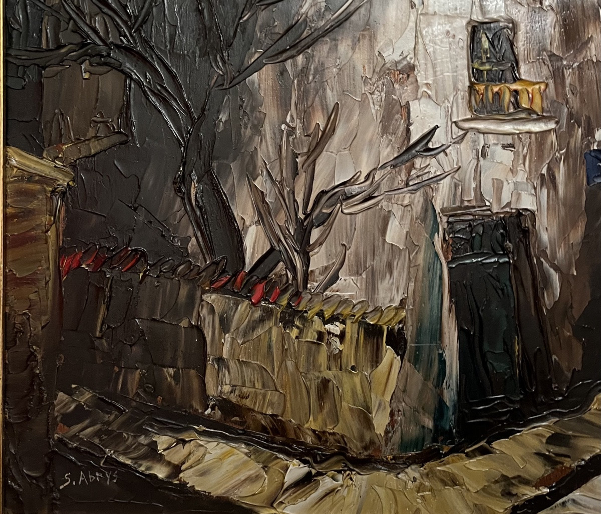 Painting Of A View Of Paris At Night, Ménilmontant. Expressionist Painting Signed Léon Schwartz Abrys.-photo-3