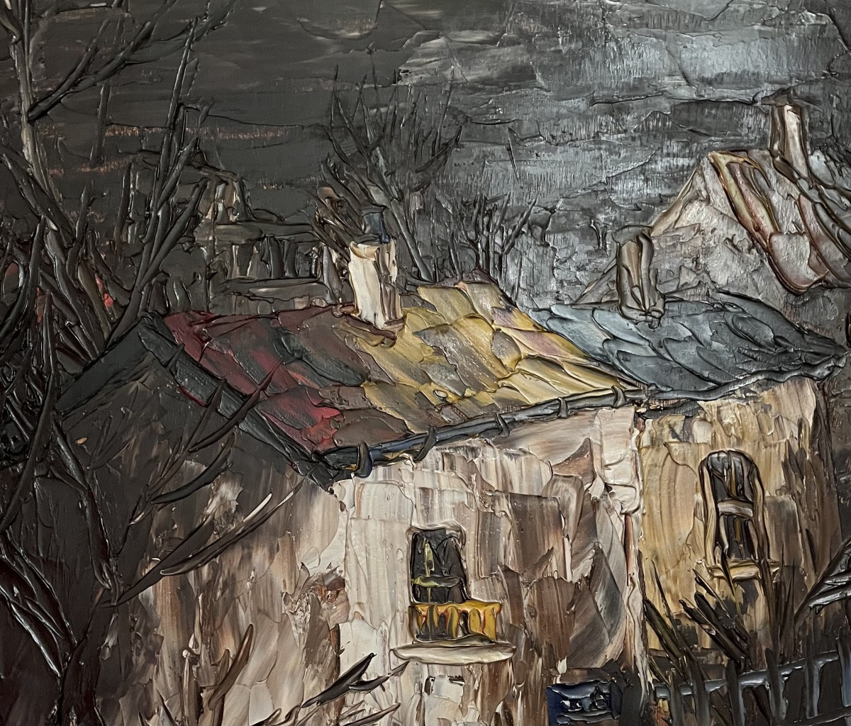 Painting Of A View Of Paris At Night, Ménilmontant. Expressionist Painting Signed Léon Schwartz Abrys.-photo-4