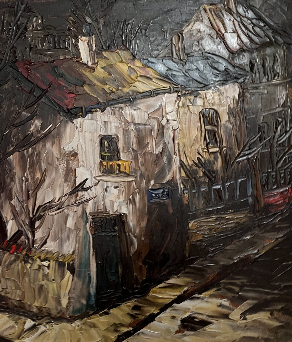 Painting Of A View Of Paris At Night, Ménilmontant. Expressionist Painting Signed Léon Schwartz Abrys.-photo-6