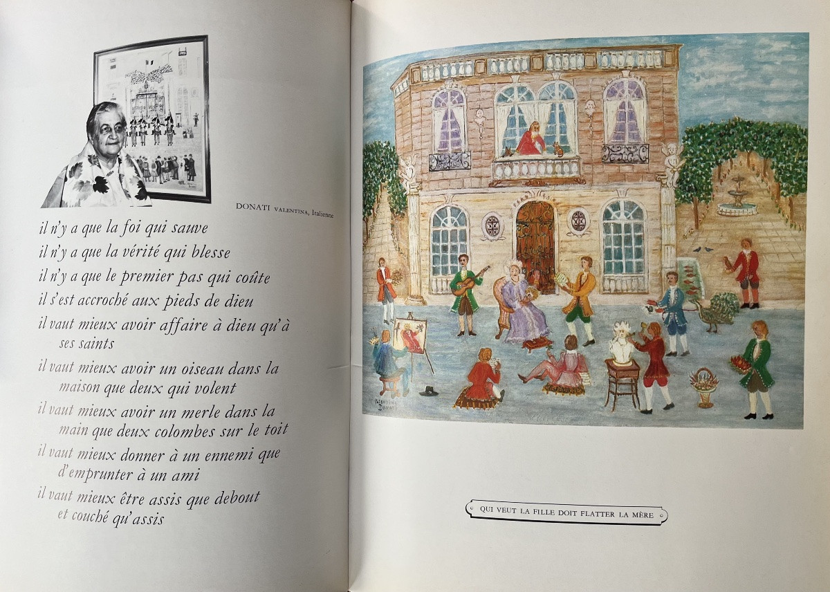 Naïve Painting, Italy, Harp Concert In A Park, Painting Signed Valentina Donati-photo-5