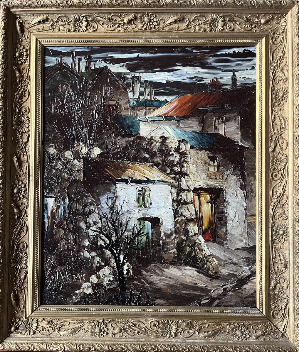 Expressionist Painting Of A Suburban Landscape, Signed Leonschwarz- Abrys (1905_1990)-photo-4