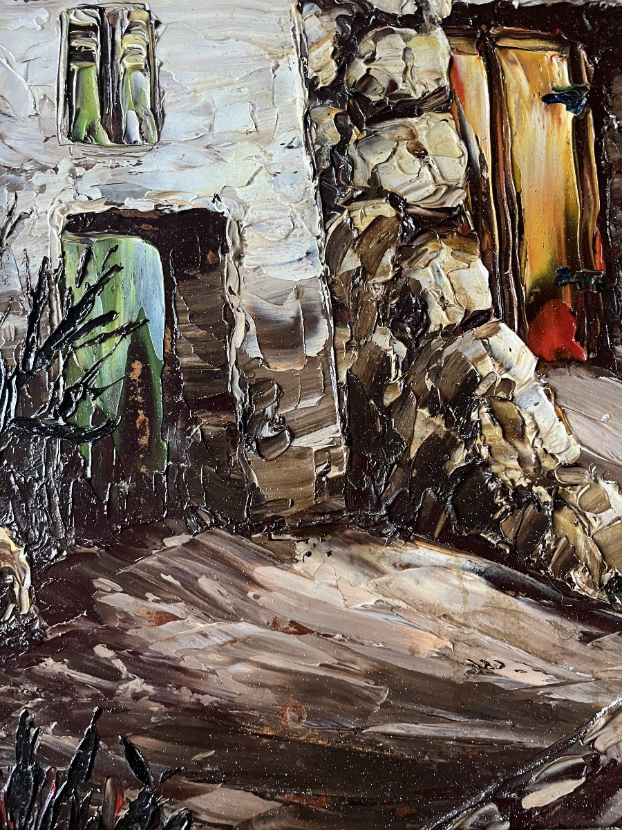 Expressionist Painting Of A Suburban Landscape, Signed Leonschwarz- Abrys (1905_1990)-photo-1