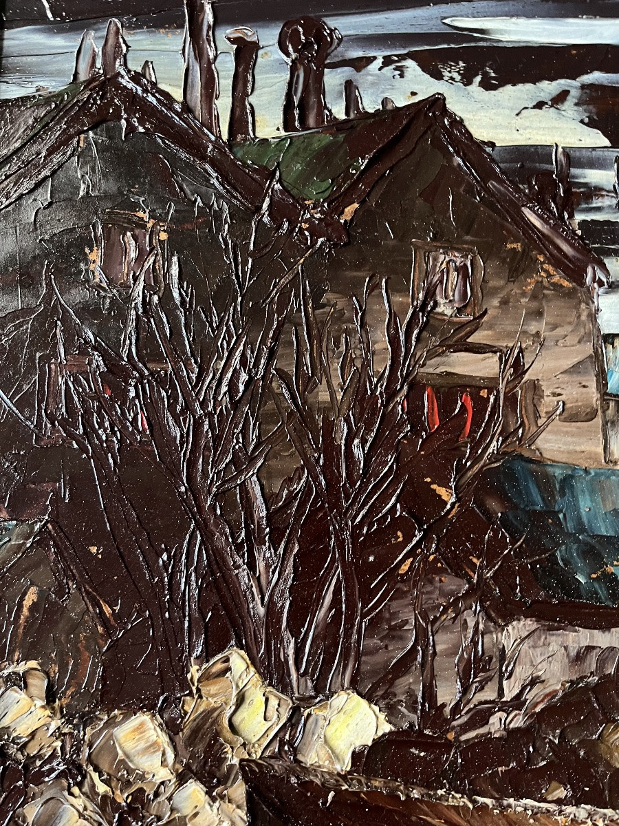 Expressionist Painting Of A Suburban Landscape, Signed Leonschwarz- Abrys (1905_1990)-photo-4