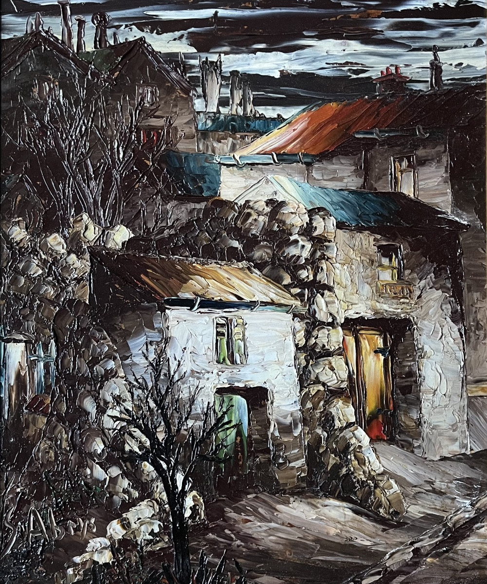 Expressionist Painting Of A Suburban Landscape, Signed Leonschwarz- Abrys (1905_1990)