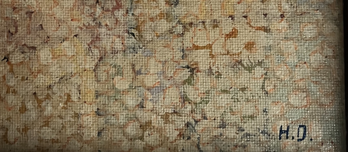 School Of Lyon, Abstract Pointillist Painting Signed Henri Darnaud-photo-4