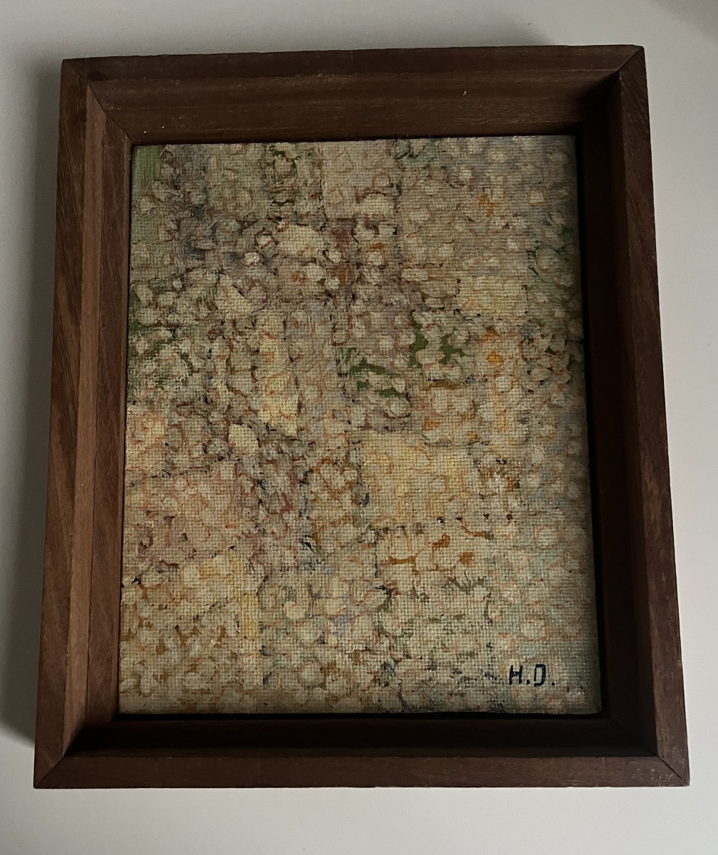 School Of Lyon, Abstract Pointillist Painting Signed Henri Darnaud