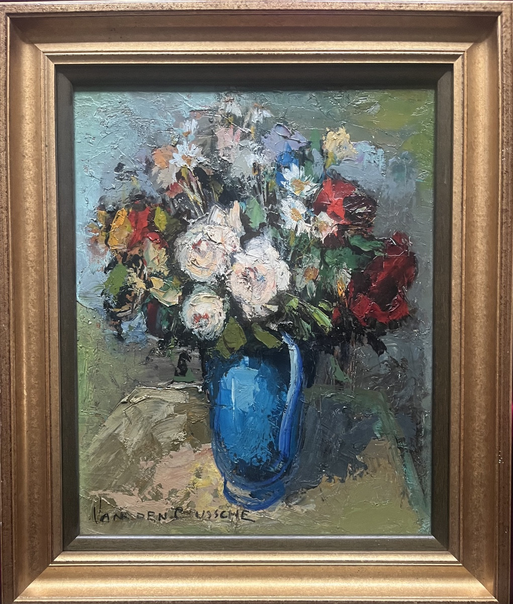 Marseille Expressionist Painting, Bouquet Of Flowers, Signed Jacques Van Den Bussche -photo-2