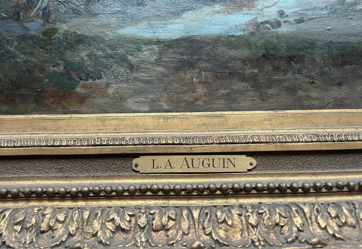 Landscape Painting, Barbizon School, Circle Of Corot, Painting Signed Louis Augustin Auguin 1824-1903-photo-2