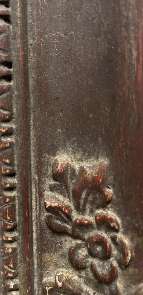 Cadre ancien en bois sculpté travail français début XX ème feuillure atypique 35 cm x 24 cm-photo-4