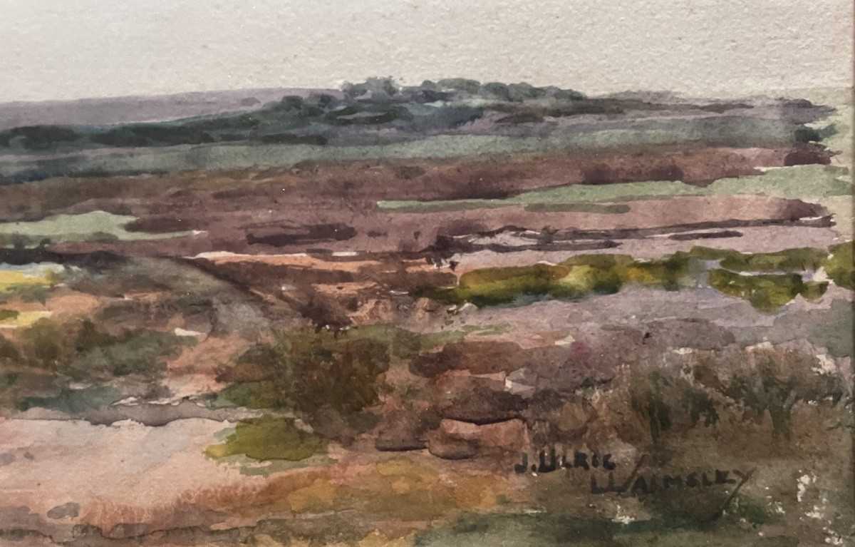 Tableau aquarelle UK paysage signé J Ulric Walmsley 1860-1954-photo-1