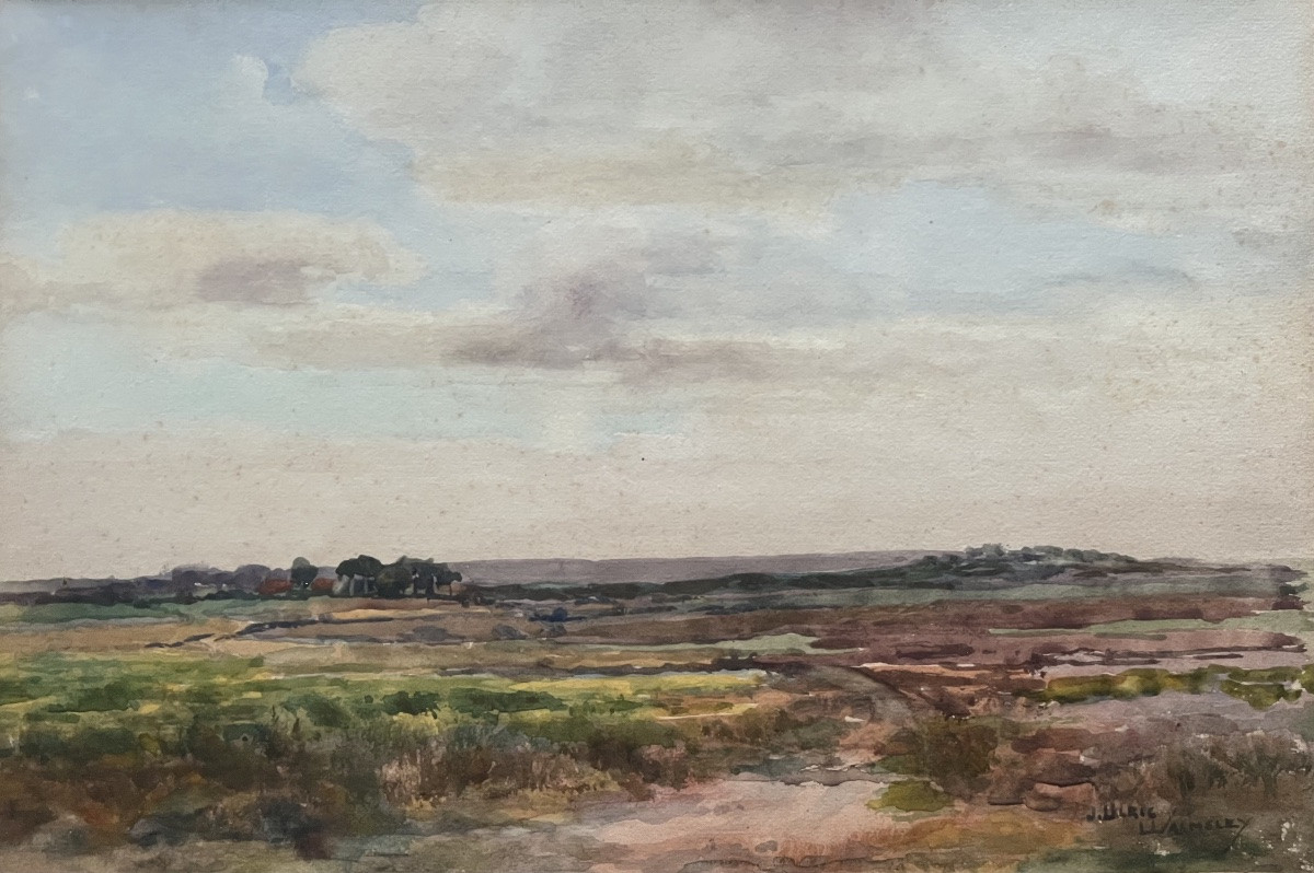Tableau aquarelle UK paysage signé J Ulric Walmsley 1860-1954-photo-2