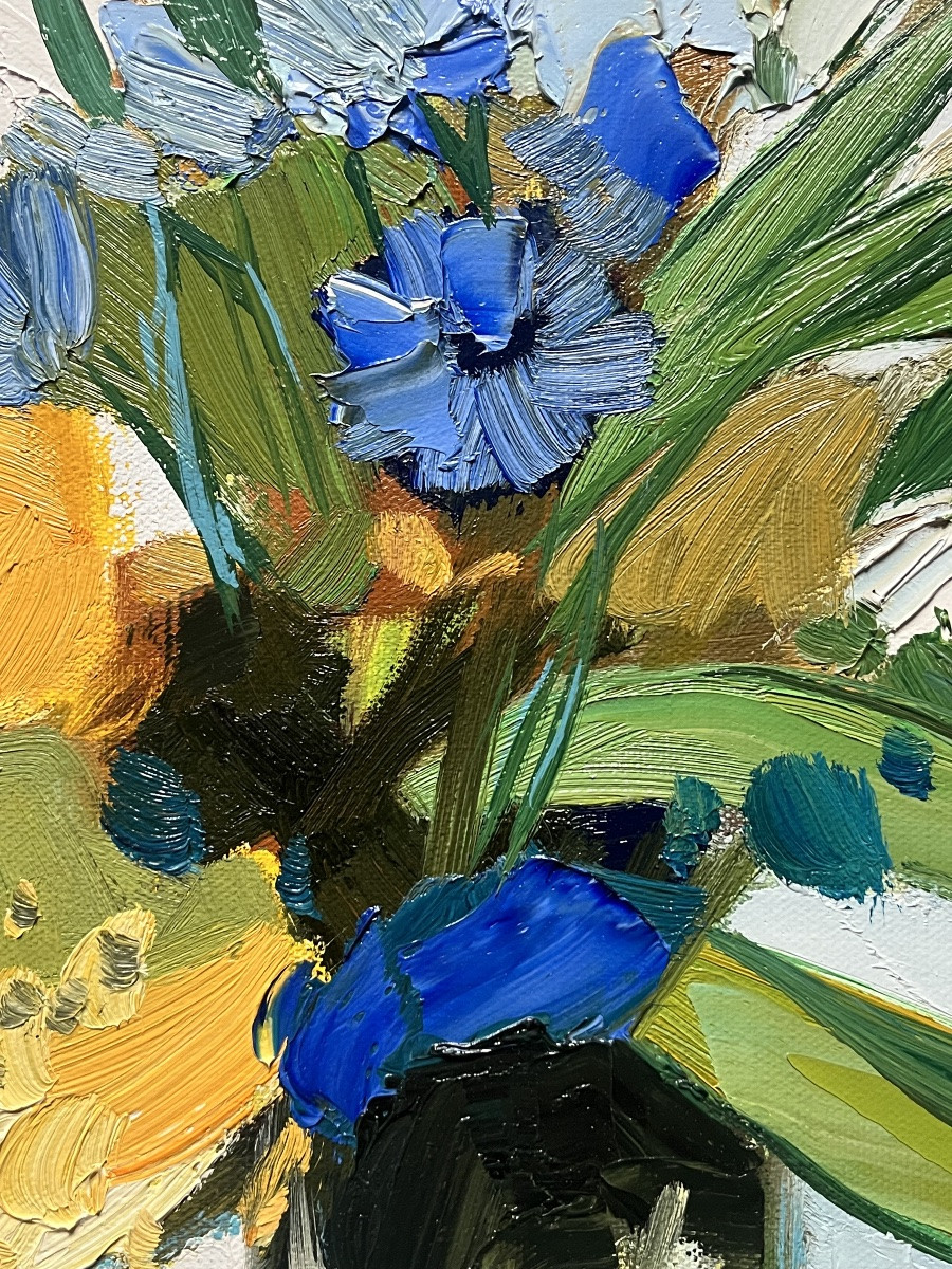 Expressionist Painting Of A Bouquet Of Flowers, Signed Jean Brissoni-photo-1