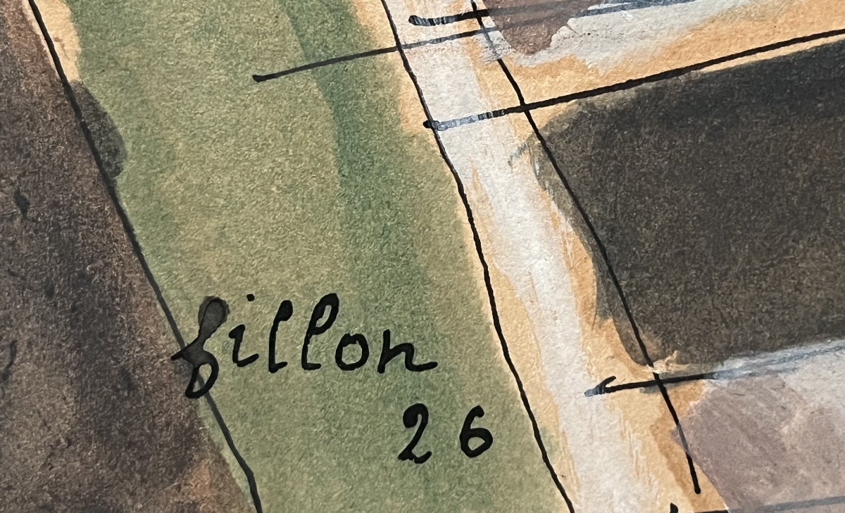 Watercolor Painting Of A Young Woman Seated, Signed And Dated Arthur Fillon 1926-photo-3