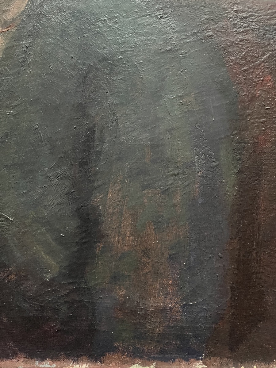 Tableau portrait de femme peinture avec signature à identifier .-photo-5