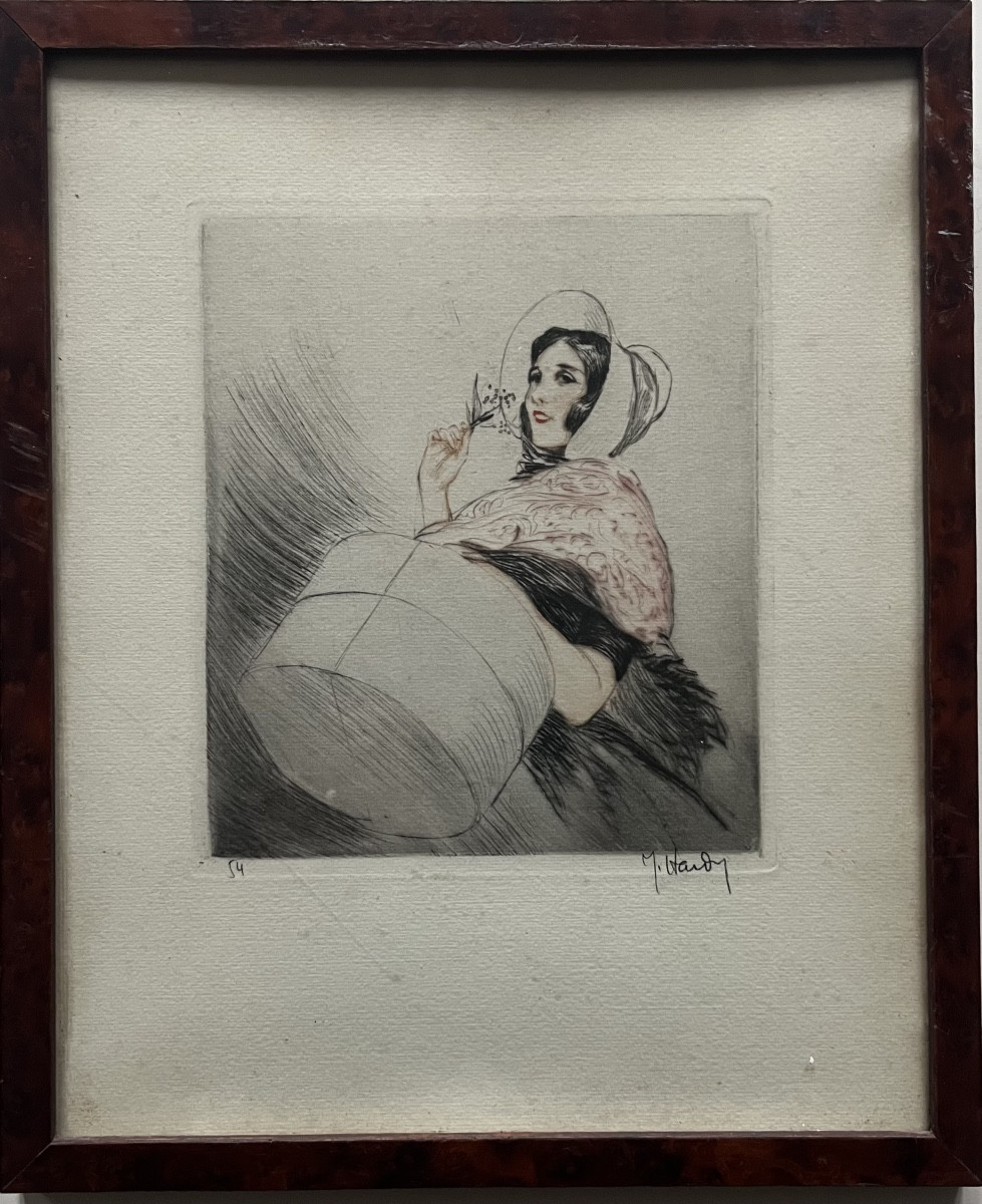 Art déco boudoir élégantes deux gravures signées Jean Hardy proche Icart -photo-4