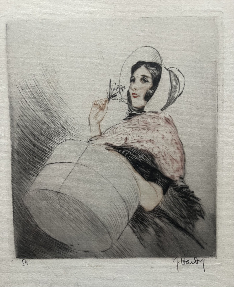 Art déco boudoir élégantes deux gravures signées Jean Hardy proche Icart -photo-3