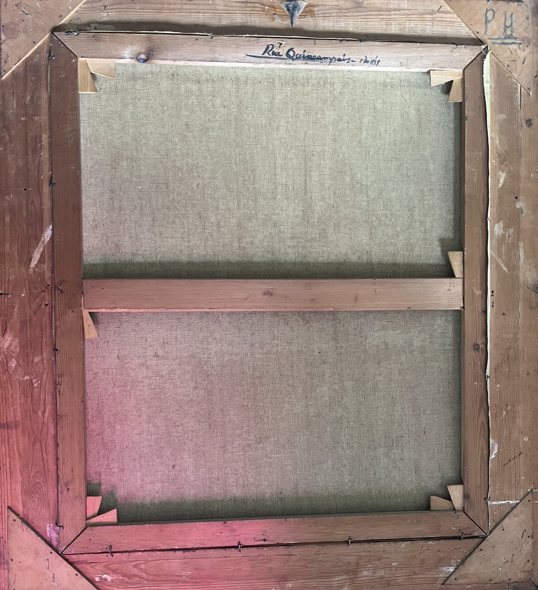 Expressionist Painting Of A View Of Paris On Rue Quincampois, From The 1950s, Artist To Be Identified!-photo-4