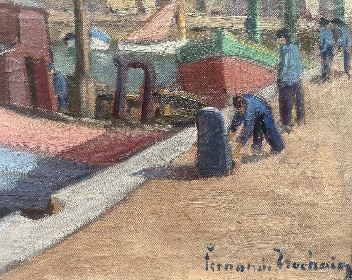 Tableau impressionniste école de Muron marine peinture signée Jean Fernand-Trochain 1879-1969-photo-1
