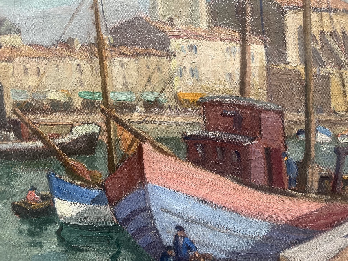 Tableau impressionniste école de Muron marine peinture signée Jean Fernand-Trochain 1879-1969-photo-3