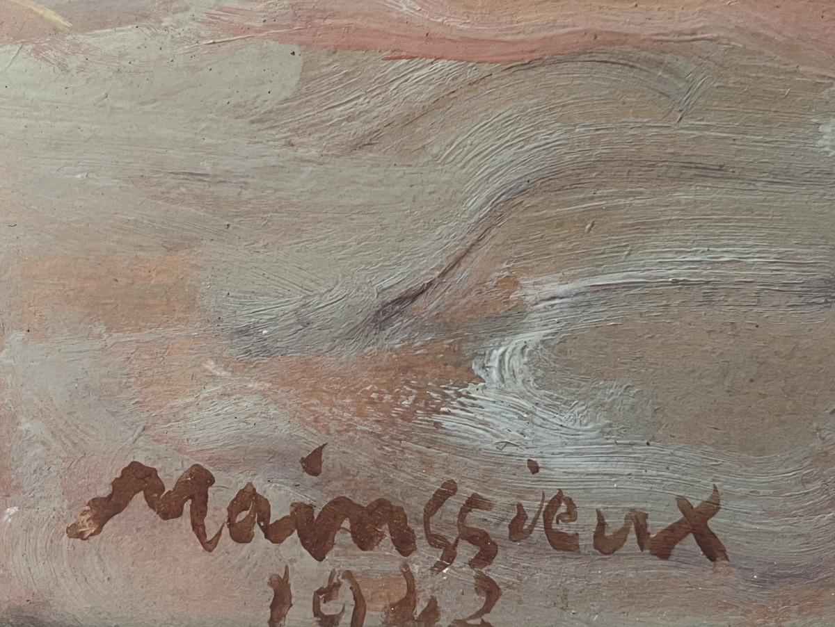 Tableau orientaliste village du maghreb peinture Voiron  signée Lucien Mainssieux 1885- 1958-photo-2